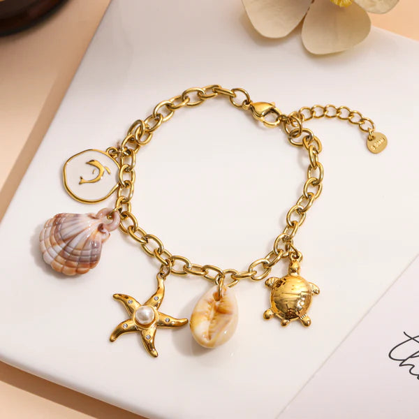 Bracelet Acier Inoxydable doré femme Shell
