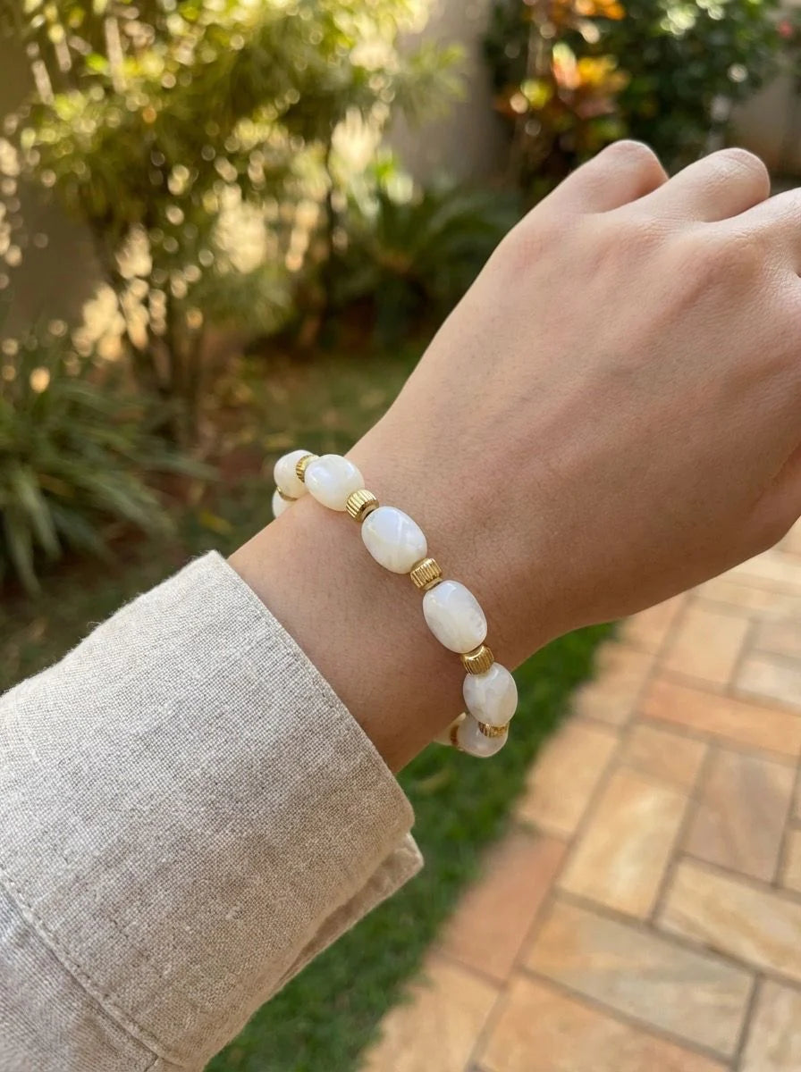 Bracelet Acier inoxydable & résine blanche femme Atlas