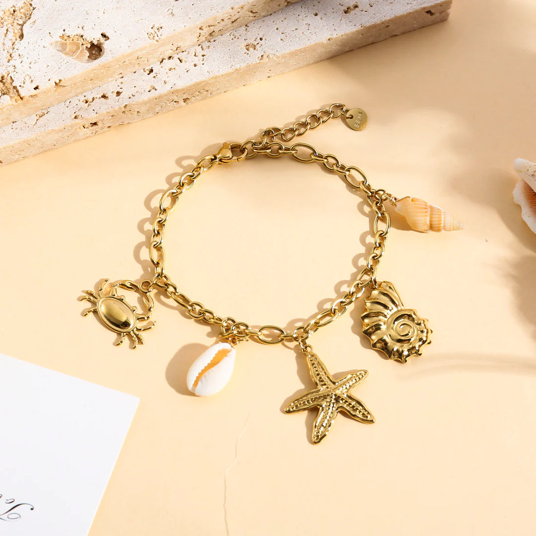 Bracelet Acier Inoxydable doré femme Seashell