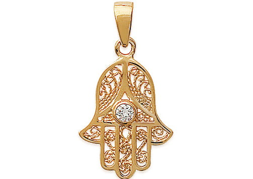 Pendentif Plaqué Or & Oz Khamsa