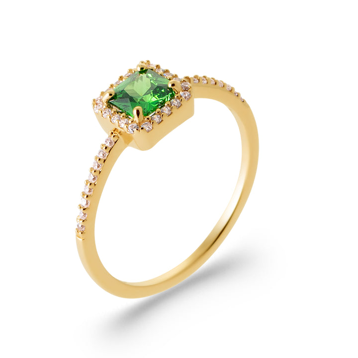 Bague Plaqué Or & Oz vert Verza
