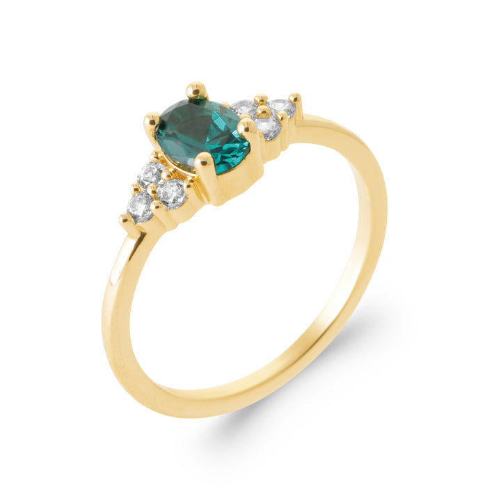 Bague Plaqué Or & Oz vert Diana