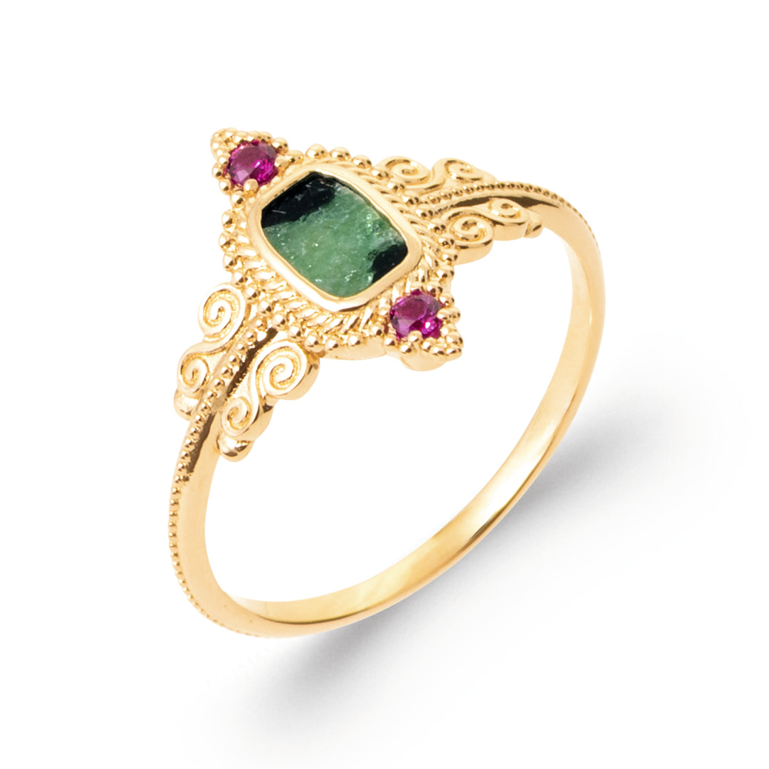 Bague Plaqué Or & Jaspe dalmatien Delhi