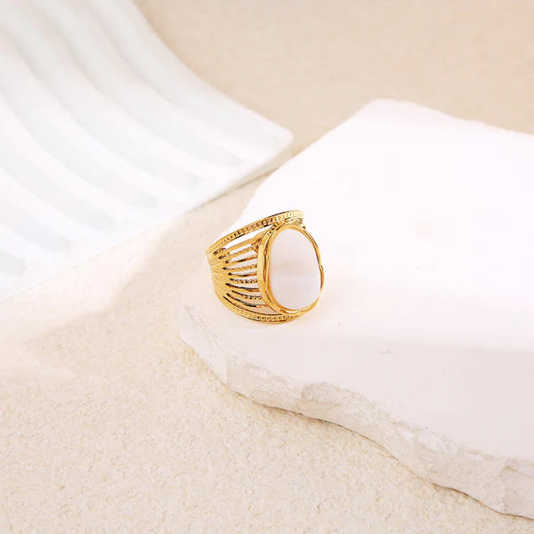 Bague Acier Inoxydable doré femme Mélusine