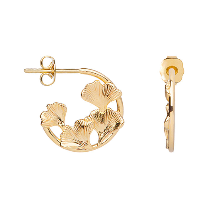 Boucles d'oreilles Plaqué Or créoles motif Ginko Taïla