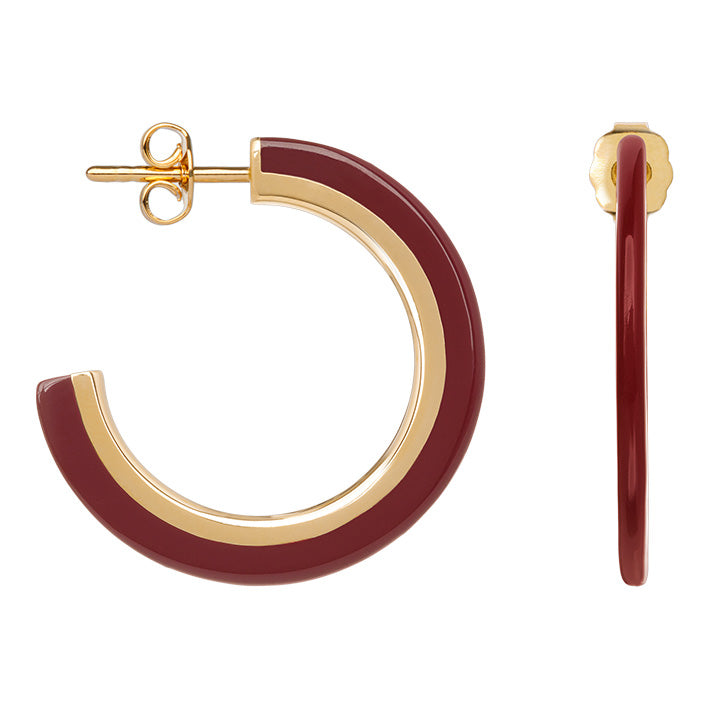 Boucles d'oreilles Plaqué Or & Résine Bordeaux Haven