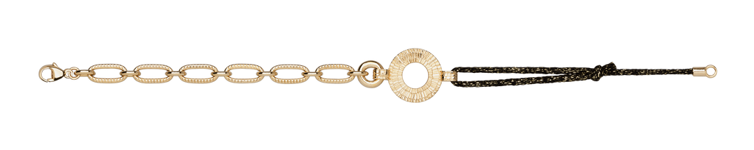 Bracelet Plaqué Or & Tissu noir pailleté Tesselle Saunier