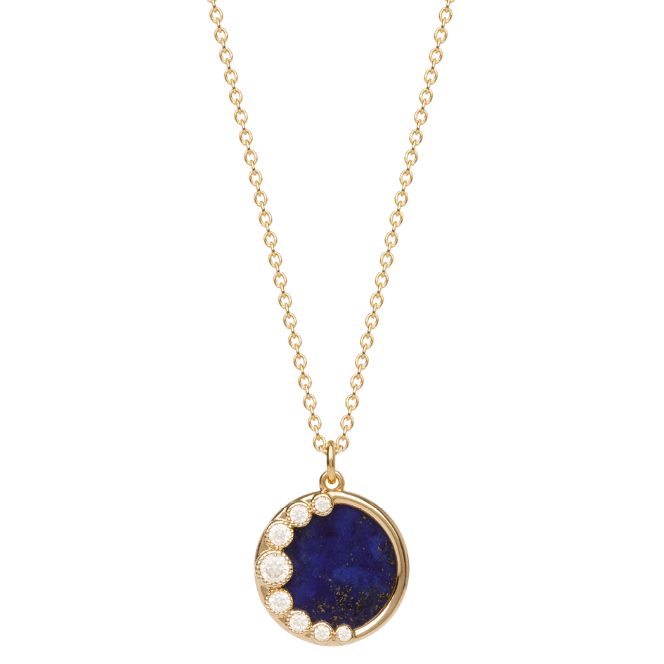 Collier Plaqué Or & Lapis Lazuli Moon