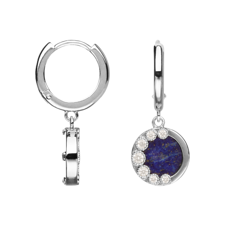 Boucles d'oreilles Argent 925 & Lapis Lazuli Moon