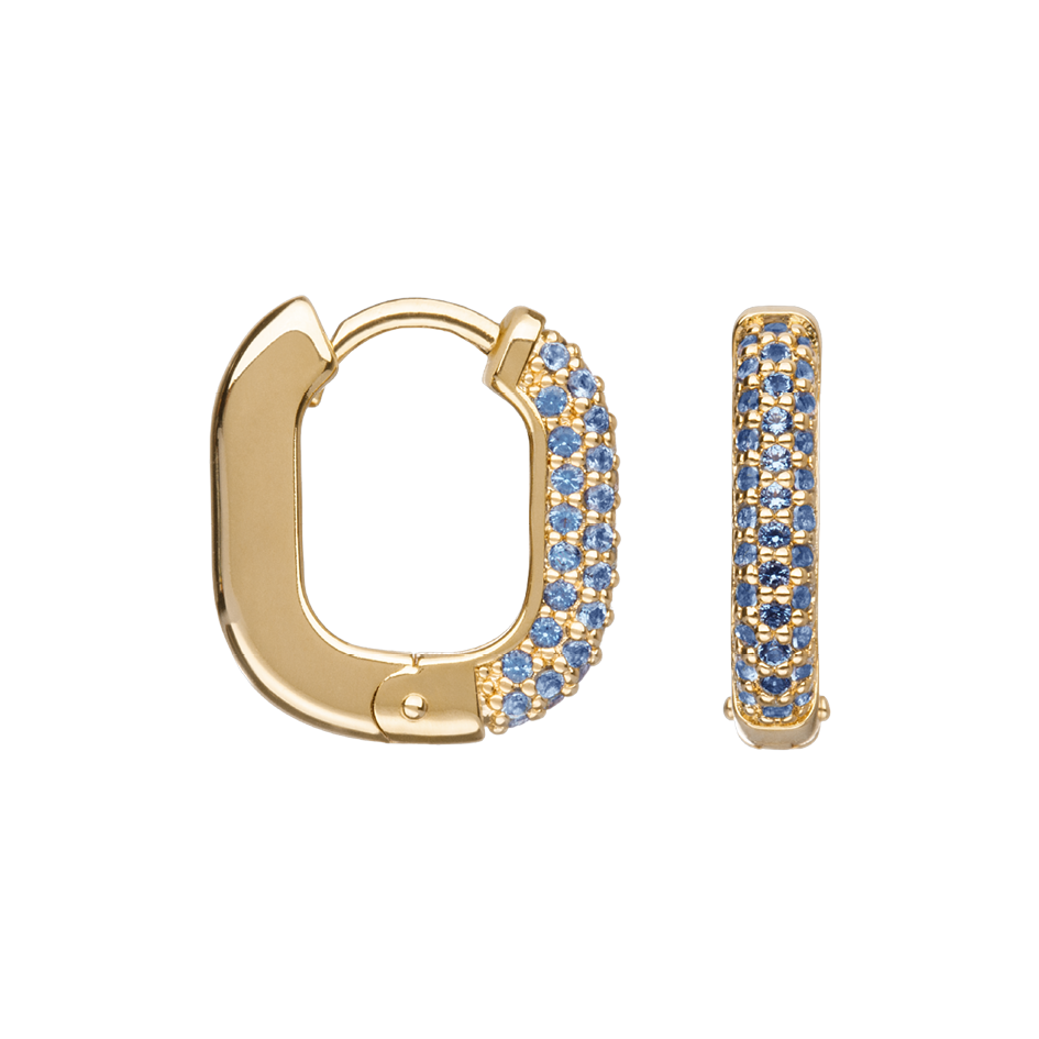 Boucles d'oreilles Plaqué Or & Oz bleu Maillon