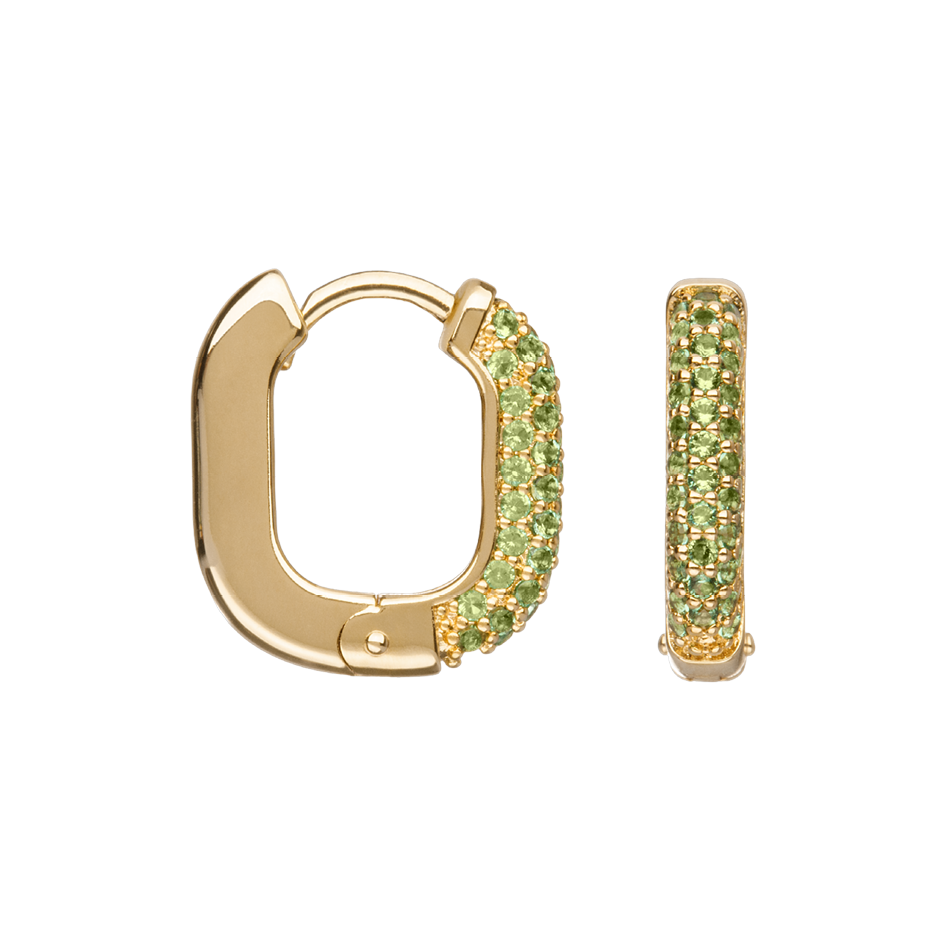 Boucles d'oreilles Plaqué Or & Oz vert Maillon