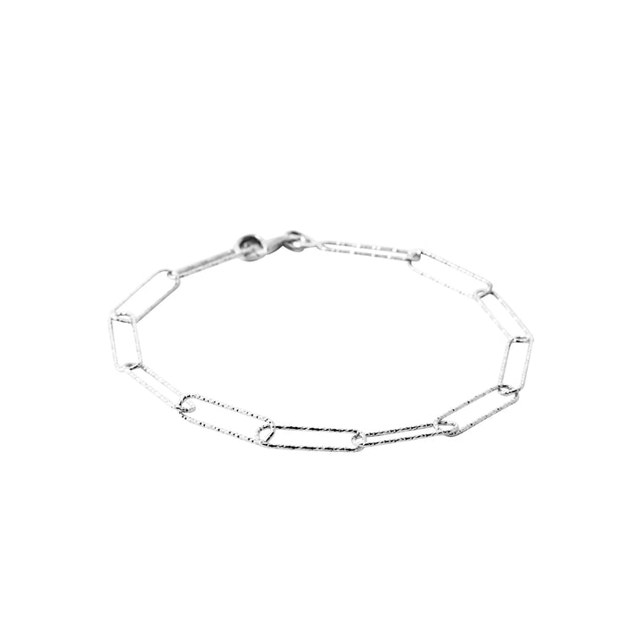 Bracelet Argent 925 petite maille trombone diamanté Zoé