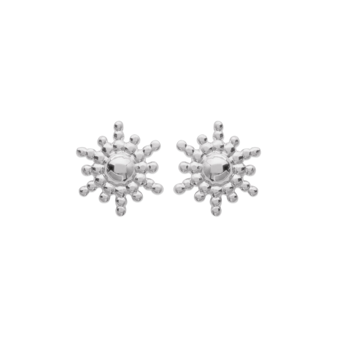 Boucle d'oreilles Argent 925 puces motif soleil Vahaïna