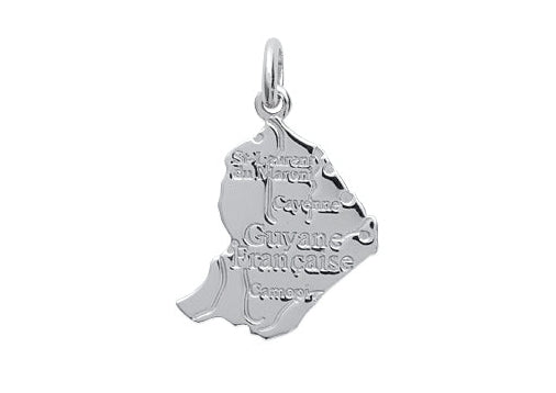 Pendentif Argent 925 Carte Guyane