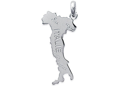 Pendentif Argent 925 Carte Italie