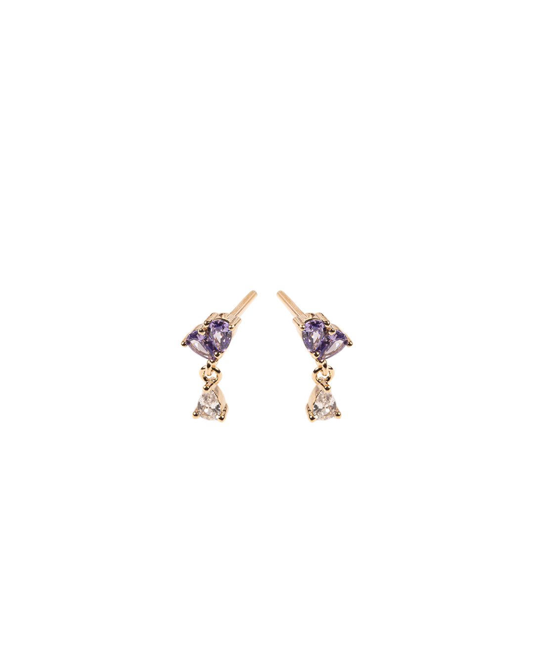 Boucles d'oreilles Plaqué Or & Oz violet Eli