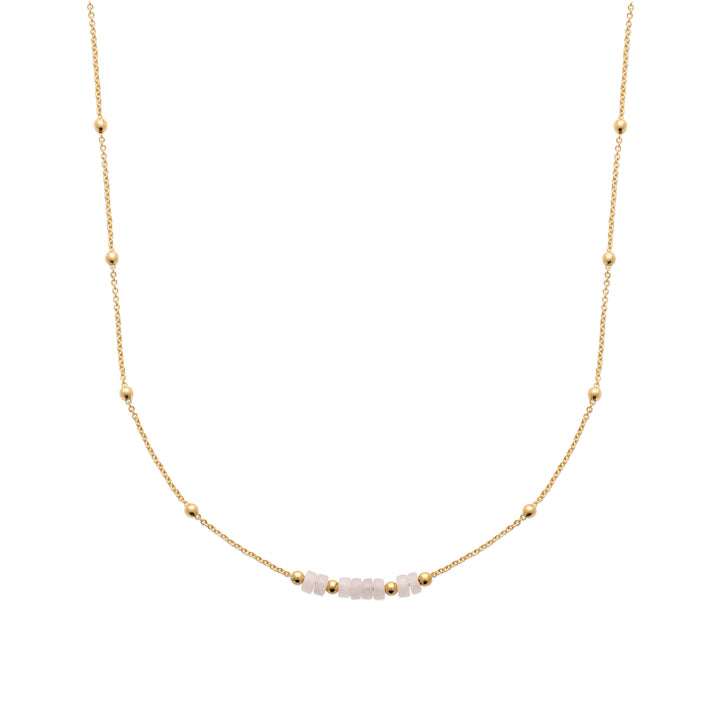 Collier Plaqué Or & Quartz rose chaîne boule Louise