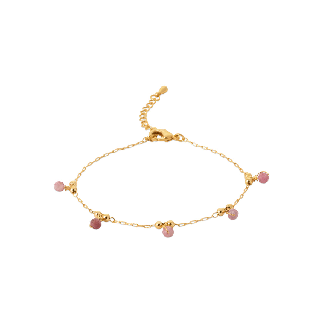 Bracelet Plaqué or & Tourmaline rose Chakra