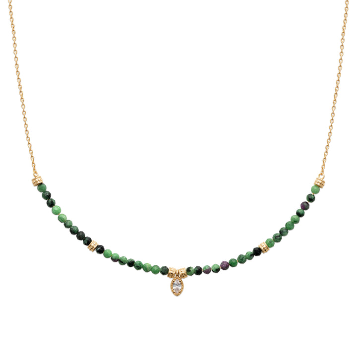 Collier Plaqué Or & Rubis zoisite & Oz Florette
