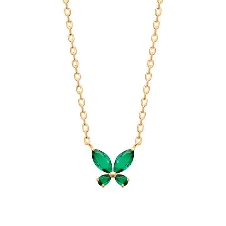Collier Plaqué Or & Oz vert Mariposa
