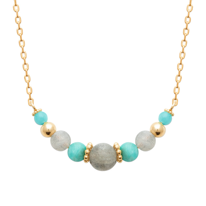 Collier Plaqué or Labradorite & Amazonite Laguna