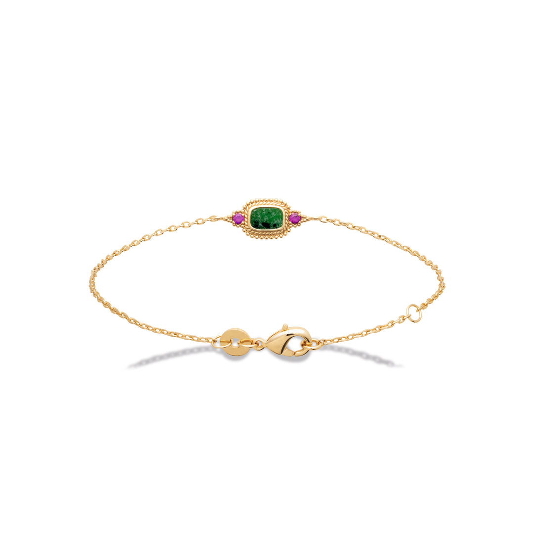 Bracelet Plaqué Or & Jaspe dalmatien Delhi