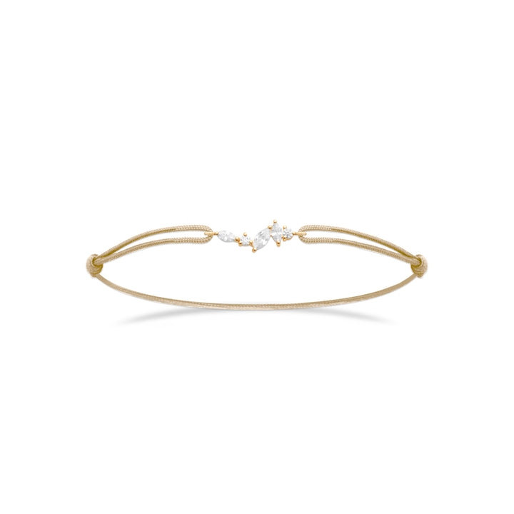 Bracelet Plaqué Or, Oz & Tissu beige Sparkle