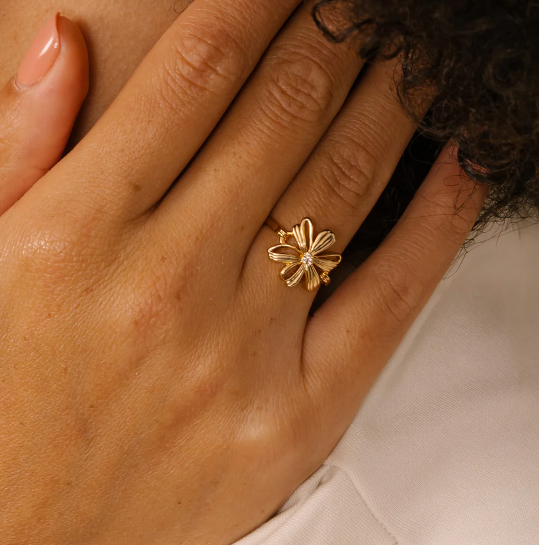 Bague Plaqué Or & Oz Pivoine Saunier