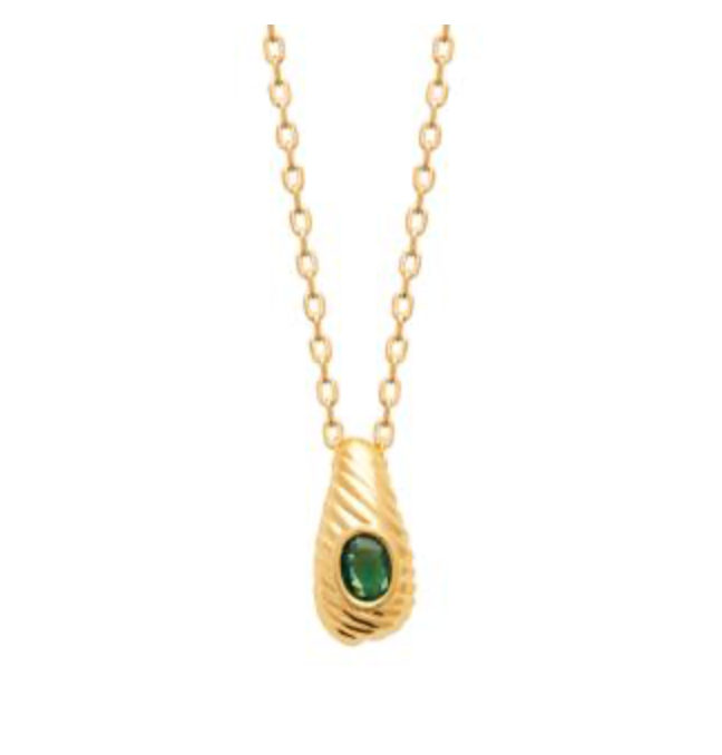 Collier Plaqué Or & Oz vert Clover