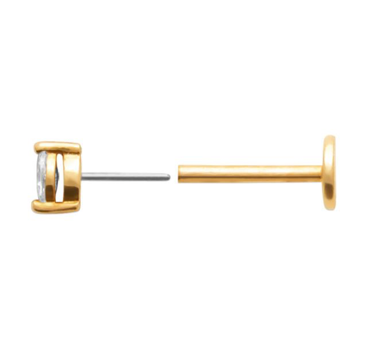 Piercing Plaqué or & OZ Tige Titane Amber