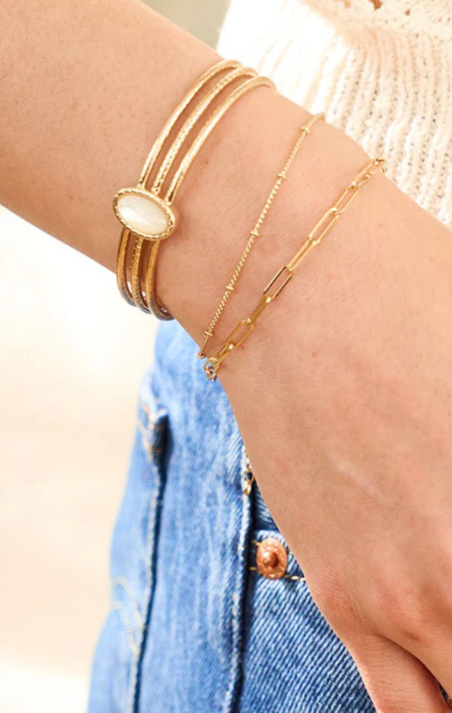 Bracelet Plaqué Or Aussière Saunier Jonc en nacre