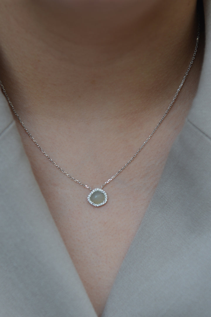 Collier Argent 925 & Agate Bleue Daisy