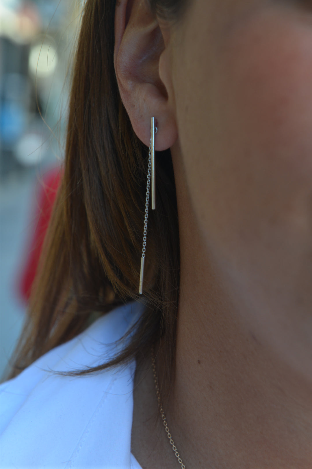 Boucles d'oreilles Argent 925 pendantes à fil Dante