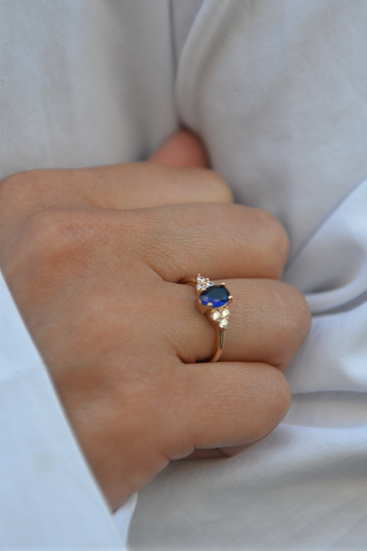 Bague Plaqué Or & Oz bleu Diana
