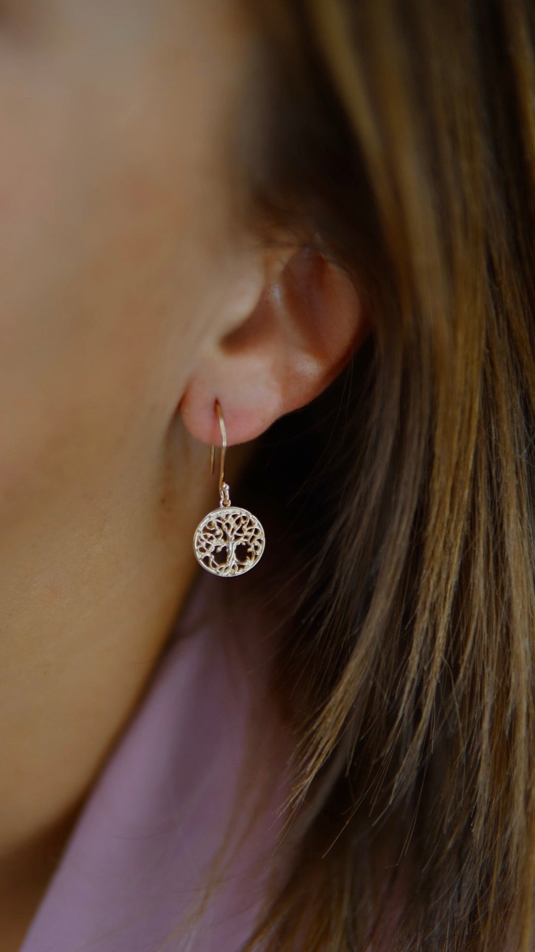 Boucles d'oreilles Plaqué or Arbre de vie Pria
