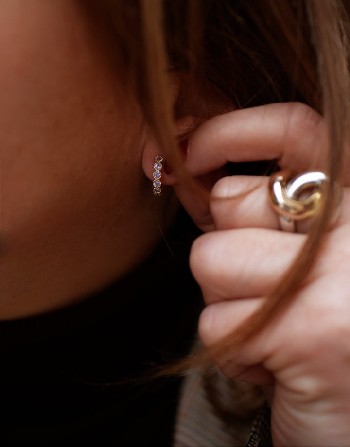 Boucles d'oreilles Plaqué Or & Oz bleu Lya