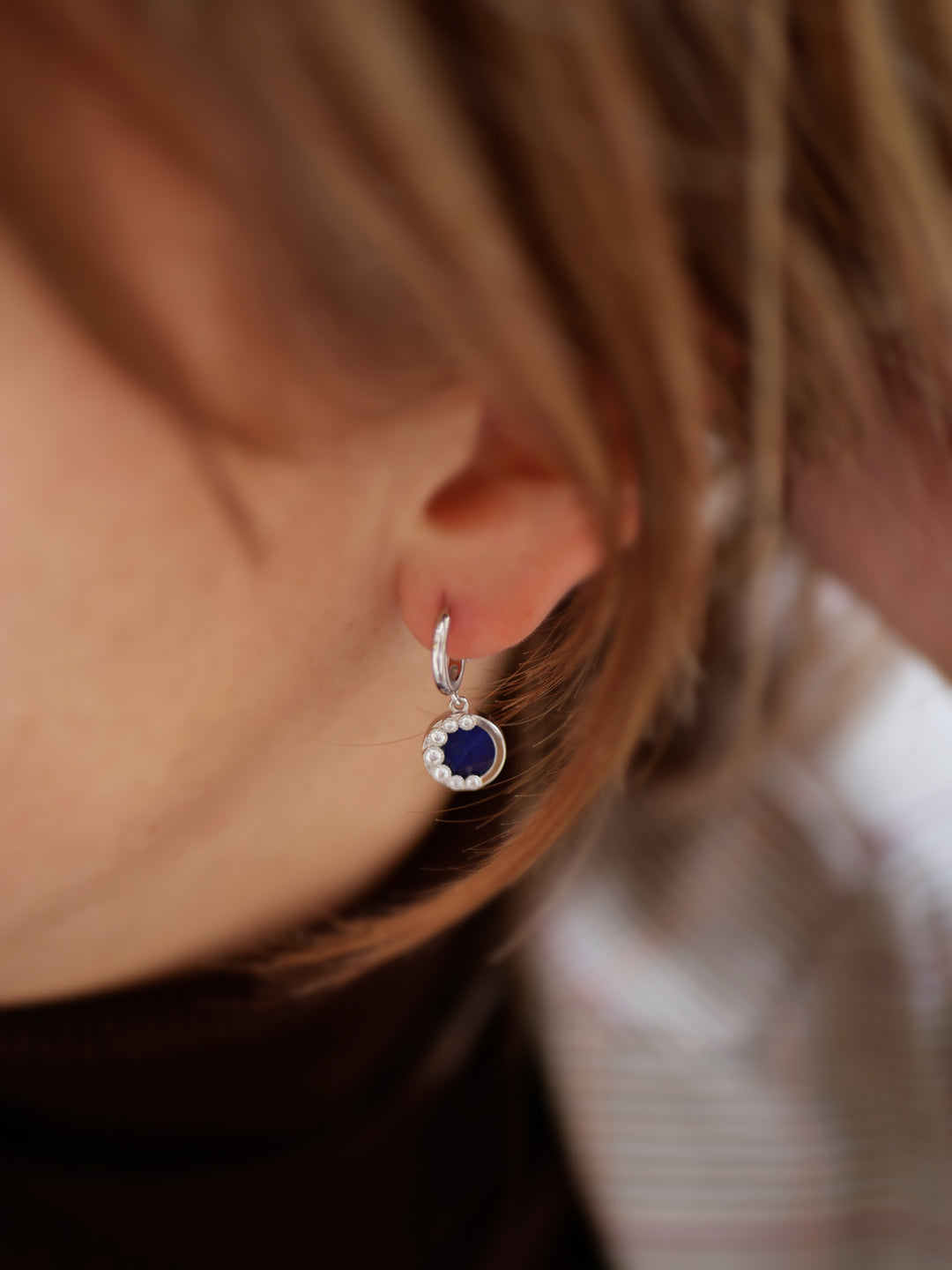 Boucles d'oreilles Argent 925 & Lapis Lazuli Moon