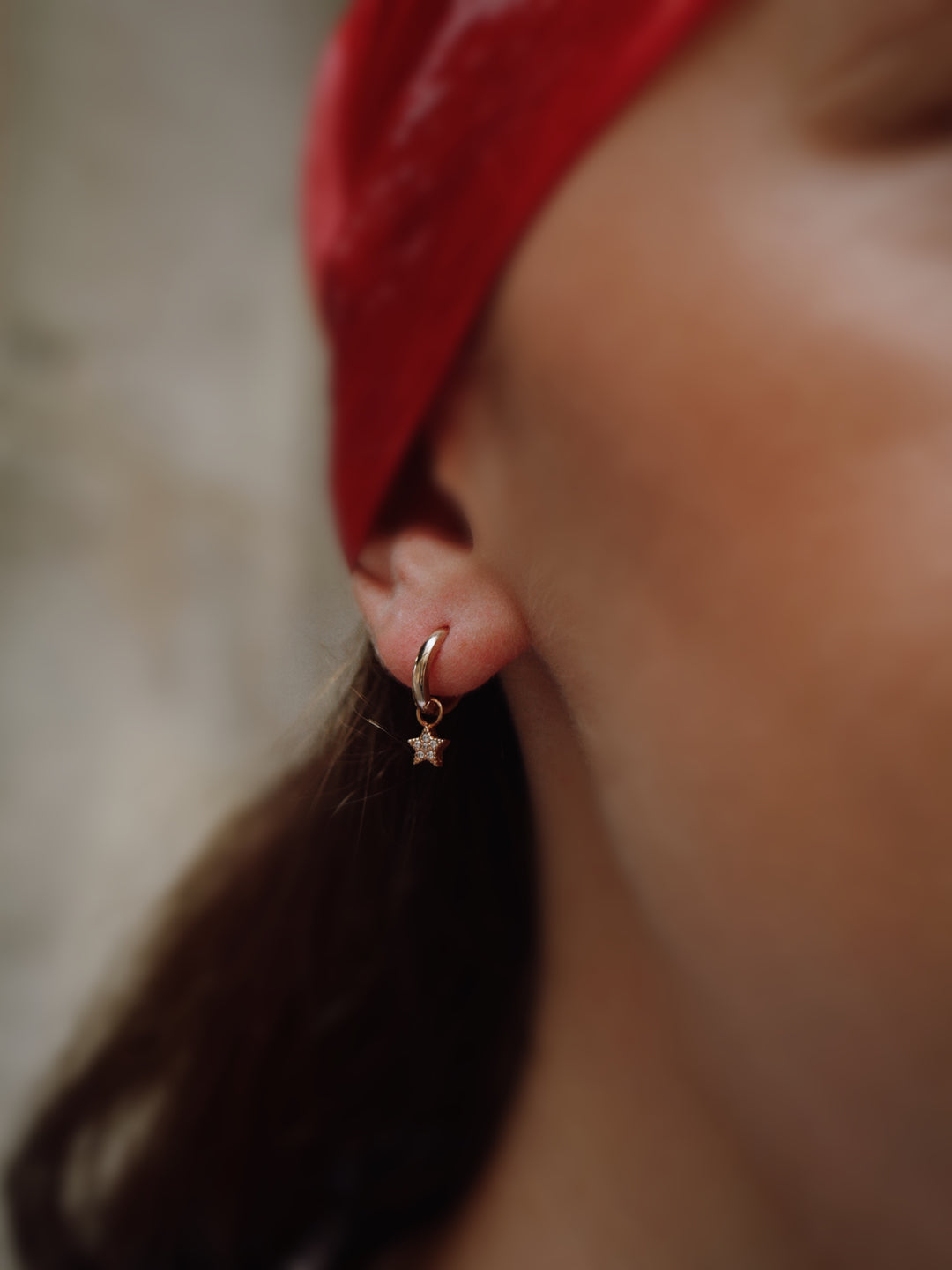 Boucles d'oreilles plaqué or créole pampille étoile & OZ