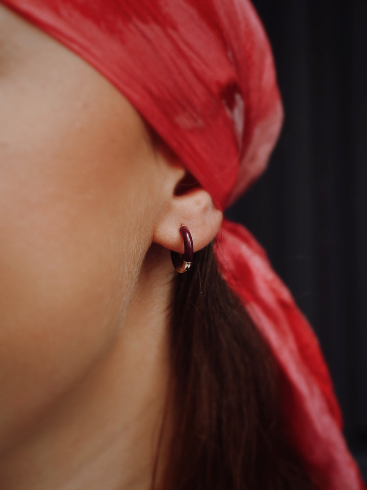 Boucles d'oreilles Plaqué Or & Résine bordeaux Haven
