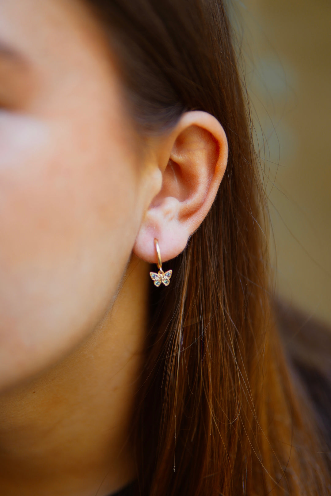 Boucles d'oreilles créoles pampille Papillon Hope
