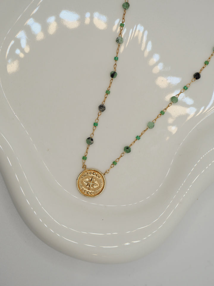Collier Plaqué Or & Rubis Zoisite Lessy
