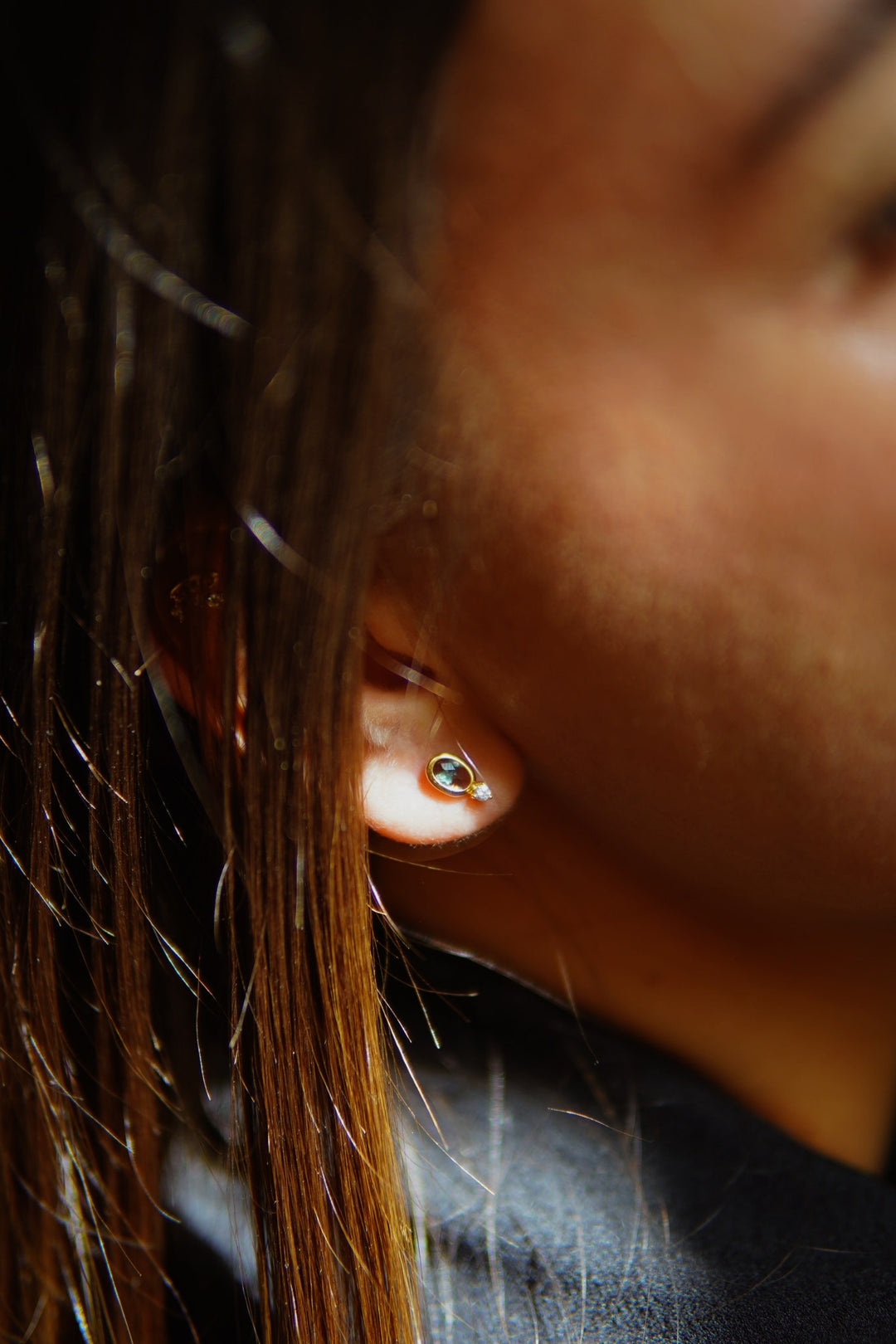 Boucles d'oreilles Plaqué Or & Oz vert Olia