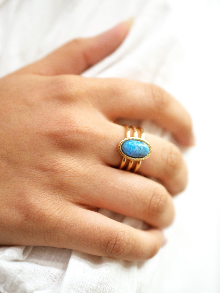 Bague Plaqué Or & Apatite Aussière Saunier