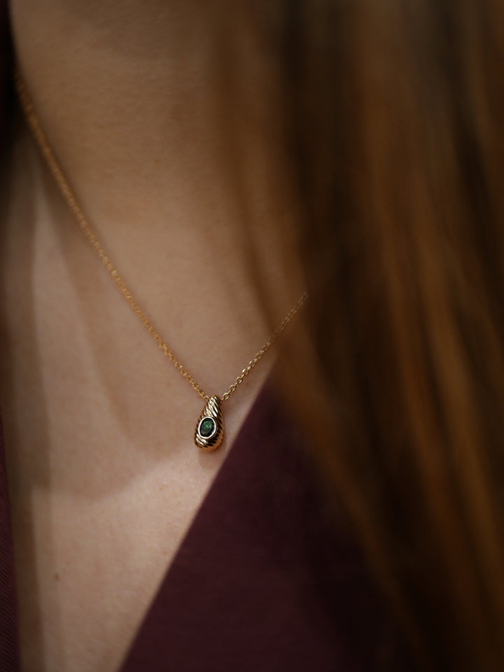 Collier Plaqué Or & Oz vert Clover