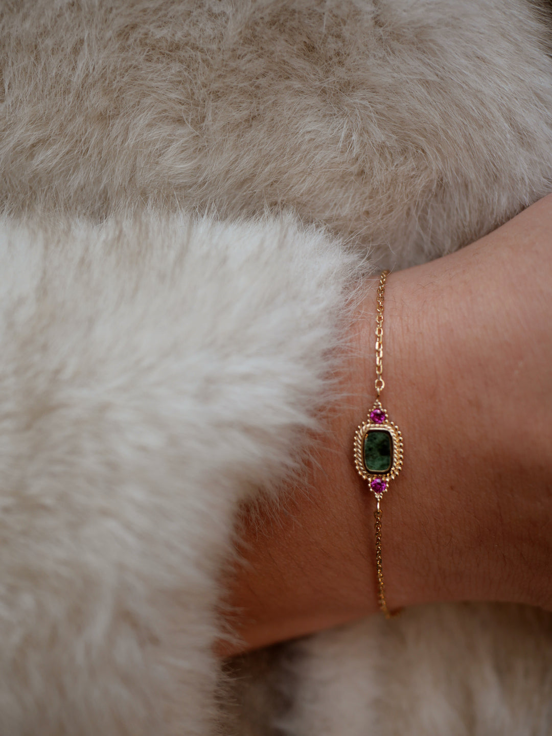 Bracelet Plaqué Or & Jaspe dalmatien Delhi