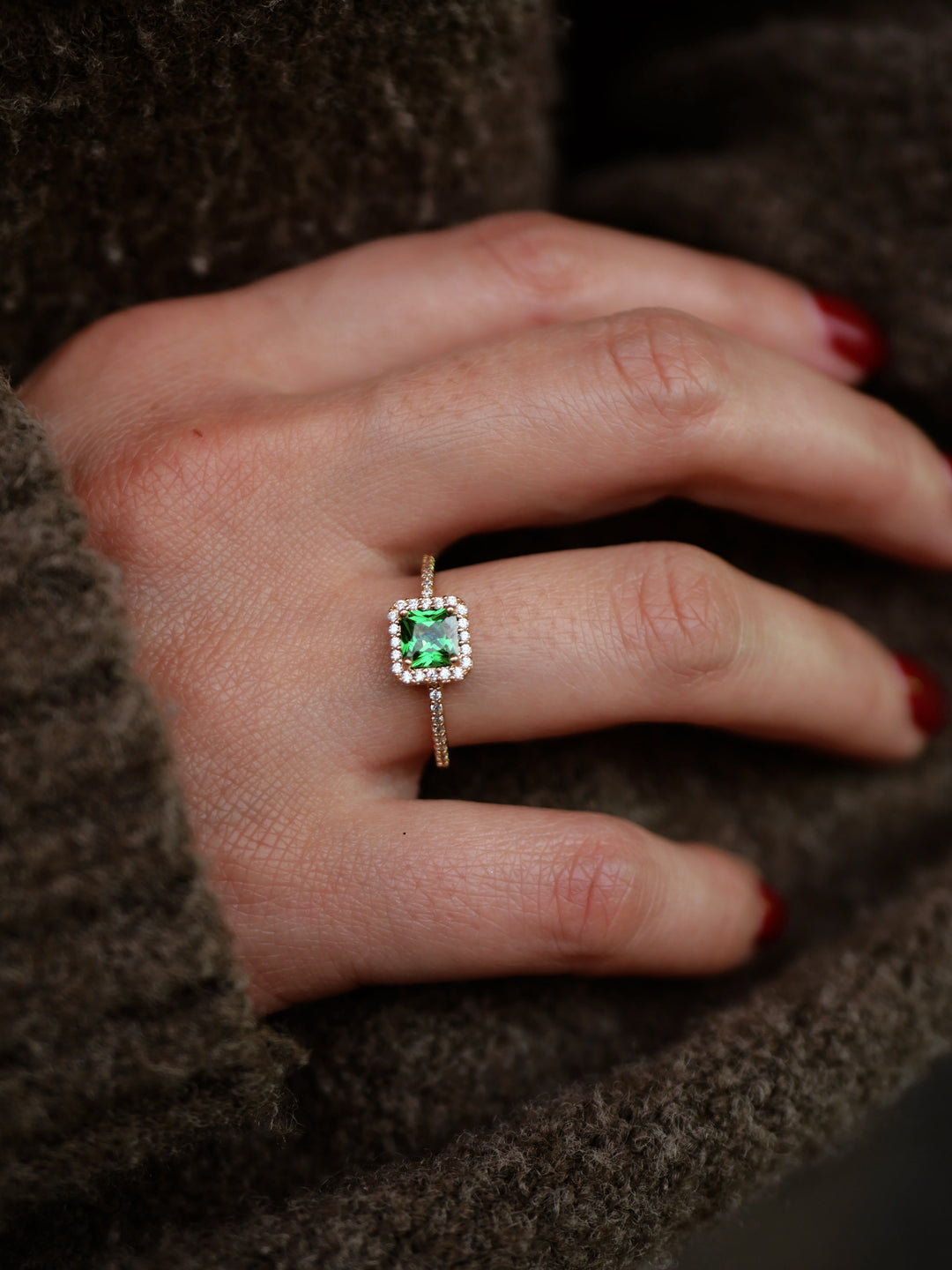 Bague Plaqué Or & Oz vert Verza