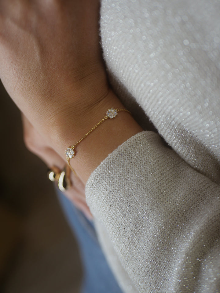 Bracelet Plaqué Or & Oz Nenuphar triple motif