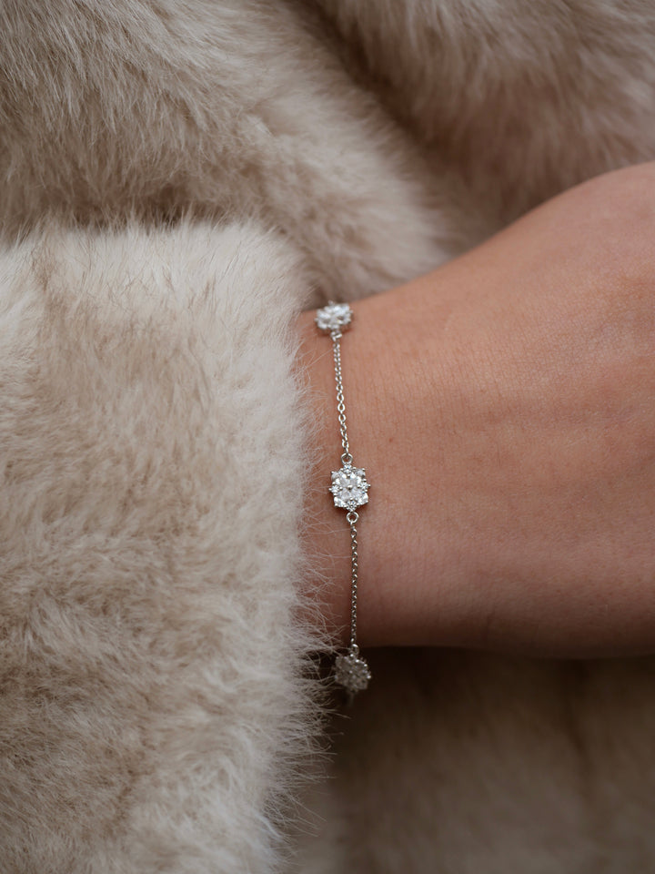 Bracelet Argent 925 & Oz Nenuphar triple motif