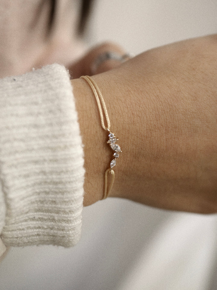 Bracelet Plaqué Or, Oz & Tissu beige Sparkle