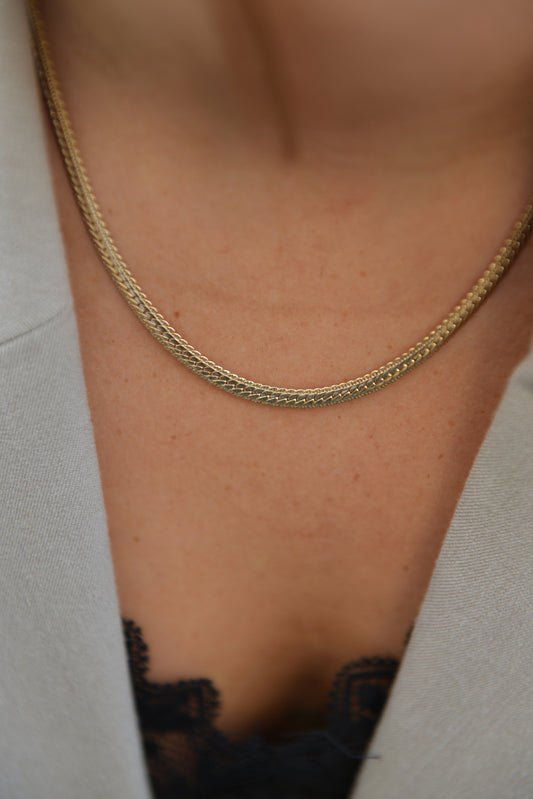 Collier Plaqué or maille anglaise plate Gaby